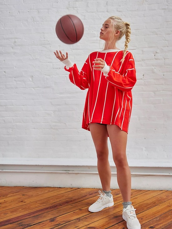 Free People Tops - Free People FP Movement Home Game Red & White Stripe Layer Top